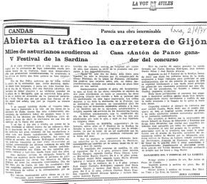 1974 abierta la tráfico la carretera de Gijón