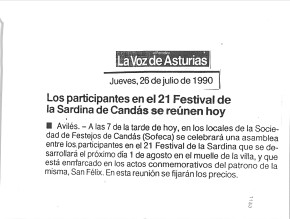 1990 Los participantes del 21 festival de la sardina de Candás se reúnen hoy