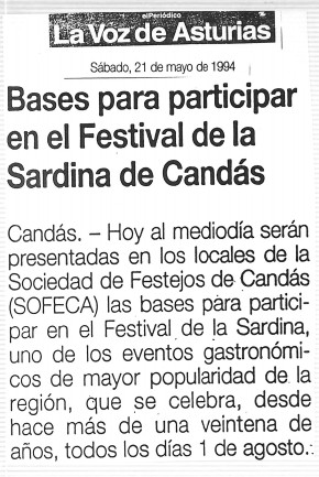 1994 Bases para participar en el festival de la sardina
