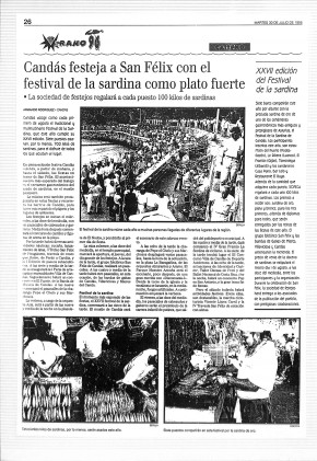 1996 Candás festeja san Félix con el  festival de la sardina como plato fuerte
